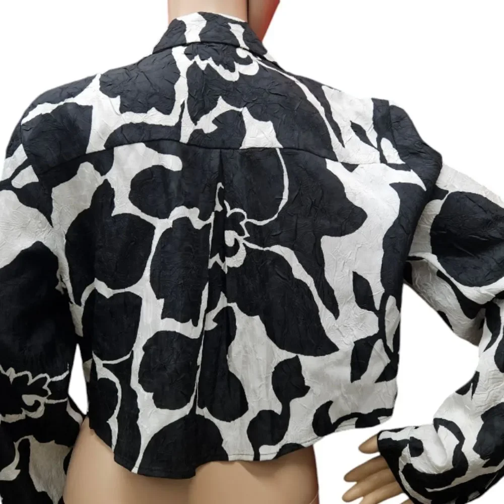 House of Harlow 1960 Geometric Print Button Down Shirt Woman's Black / White SOL - Picture 4 of 8